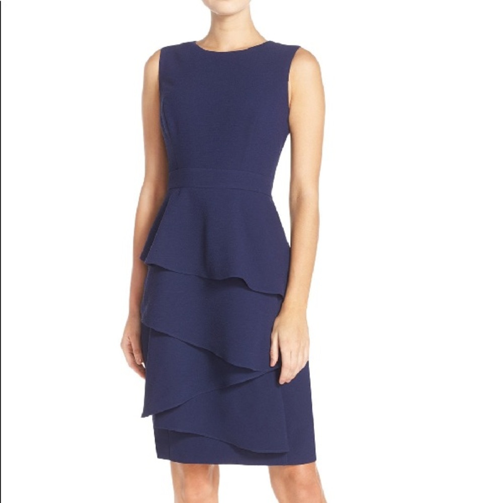 Eliza J Ella Ruffle Tiered Sheath dress in indigo